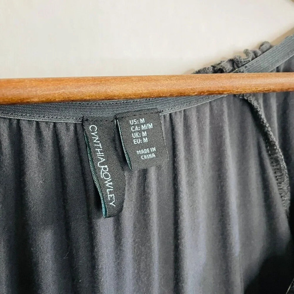 Cynthia Rowley Women's Medium Top - Gray Princess Peasant Short Flutter Sleeve - Picture 3 of 5